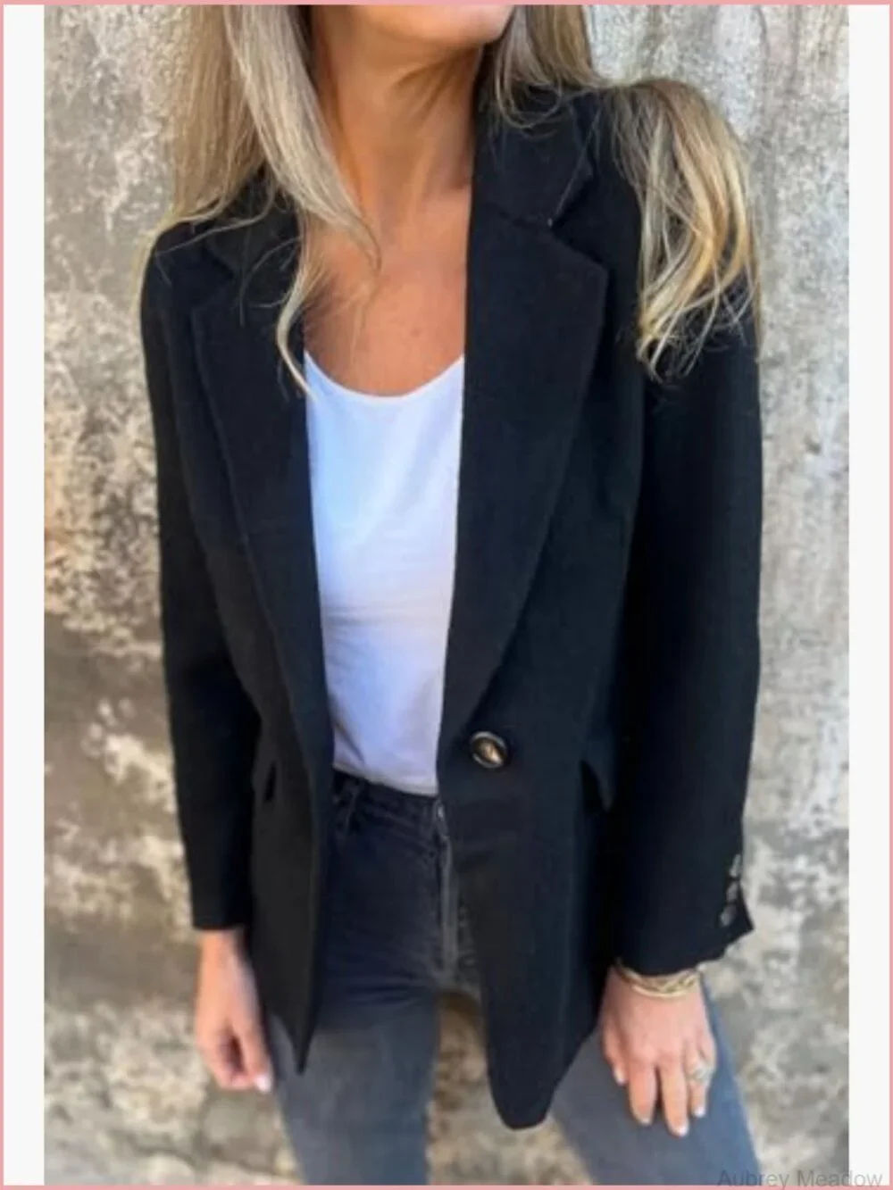 Women's Wool Blend Blazer Jacket Open Front Short Pea Coat